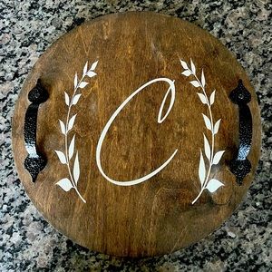Personalized Letter ‘C’ Wooden Lazy Susan